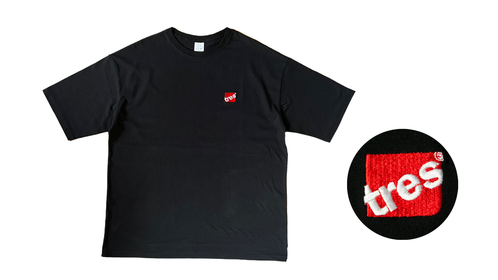 TRES Logo Embroidered T-Shirt (Black)