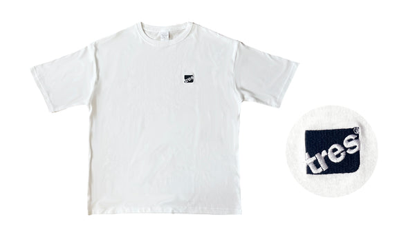 TRES Logo Embroidered T-Shirt (White) – TRES RECORDS
